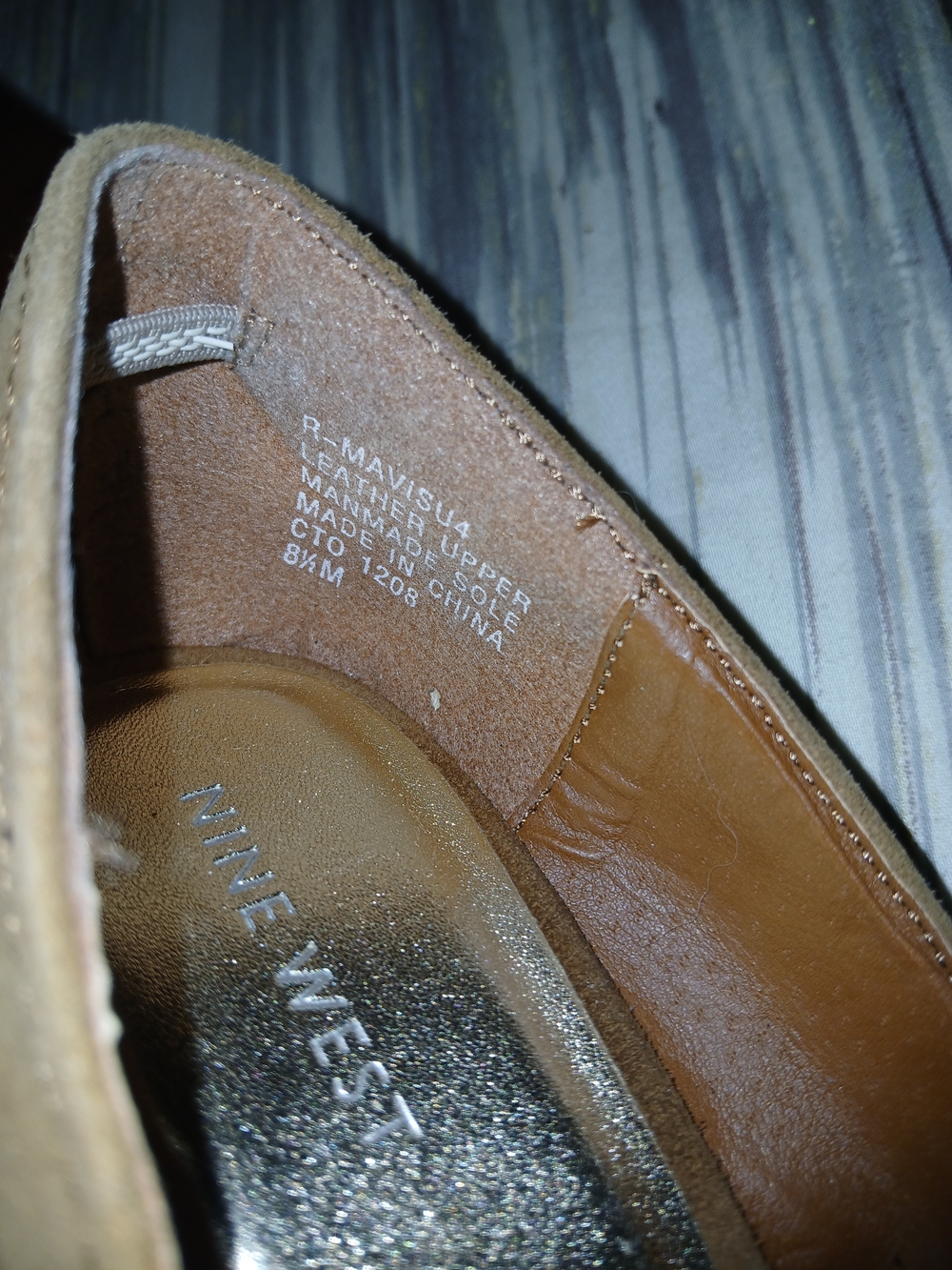 Nine West Tan Suede Peep-Toe Wood-Platform Wedges - Picture 8 of 8